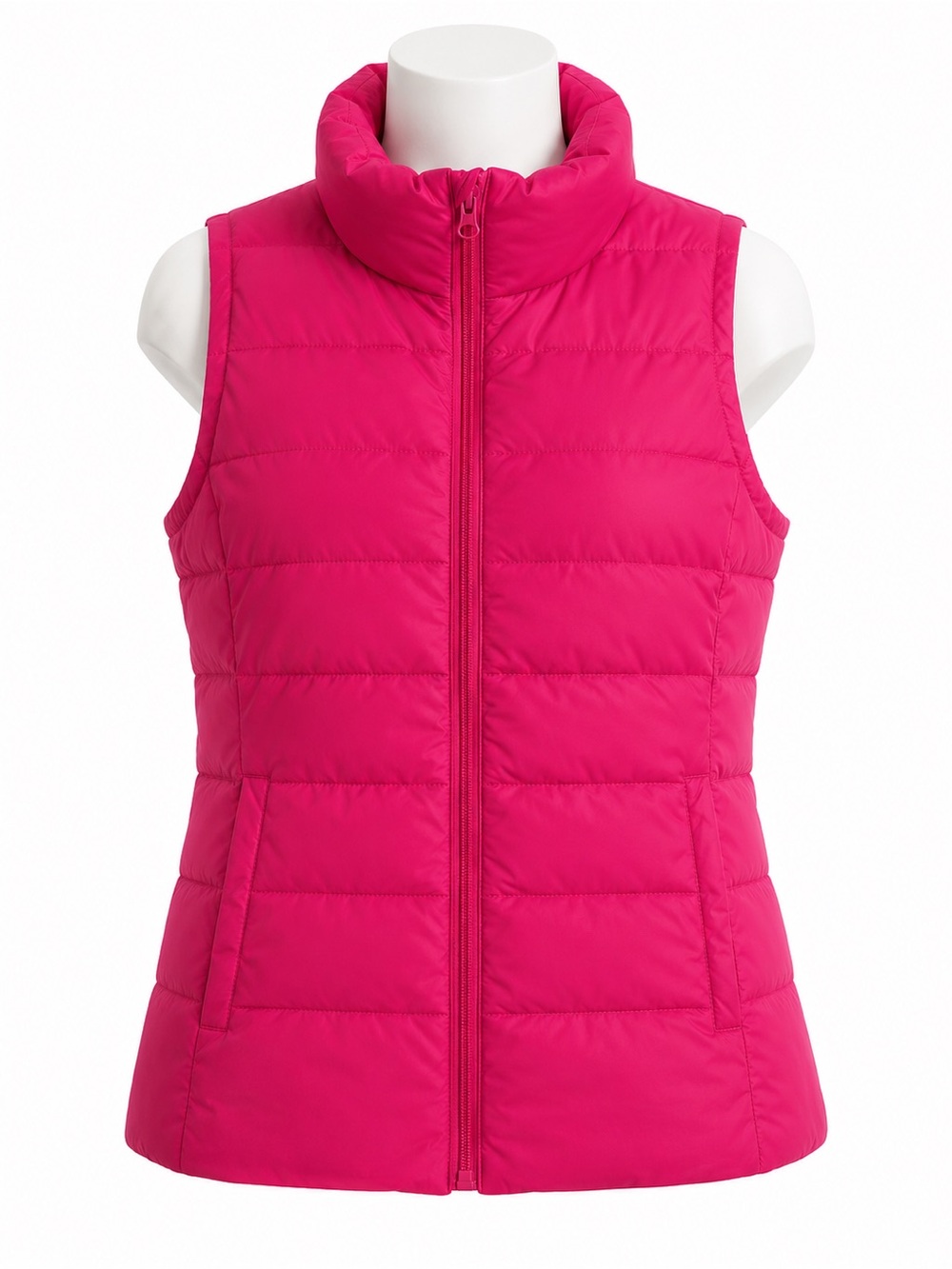 Size L Joe Fresh Women’s Hot Pink Down‎ Puffer Vest Lightweight Quilted